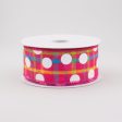 1.5  Fuchsia Spring Plaid White Polka Dot Ribbon (10 Yards) Supply