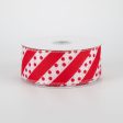 1.5  Dotty Stripe Christmas Ribbon: Red & White (10 Yards) on Sale