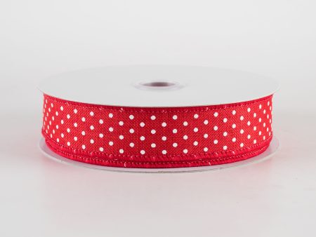 7 8  Swiss Dots Ribbon: Red & White (10 Yards) Online