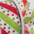 1.5  Dotty Stripe Christmas Ribbon: Red, Lime, White (10 Yards) Online Hot Sale