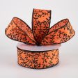 1.5  Glitter Mini Leaf Vines Ribbon: Orange & Black (10 Yards) For Sale