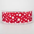 2.5  Glitter Dots Snow Edge Ribbon: Red & White (50 Yards) For Sale