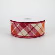 1.5  Fall Argyle Plaid Ribbon: Natural, Burgundy, Orange (10 Yards) Online