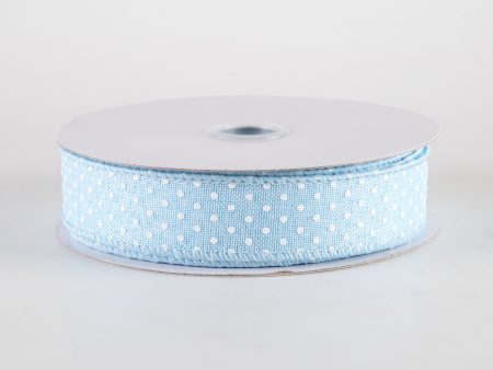 7 8  Swiss Dots Ribbon: Pale Blue & White (10 Yards) Online Hot Sale