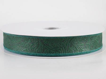 1.5  Embossed Flower Breeze Ribbon: Hunter Green (50 Yards) Online Sale