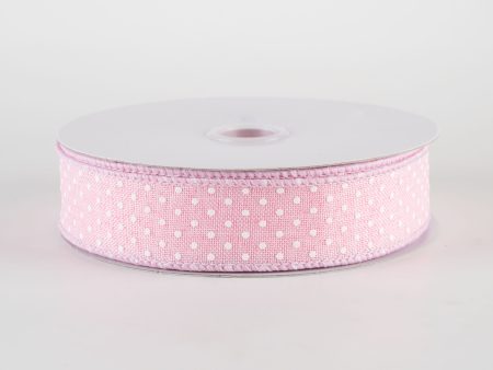 7 8  Swiss Dots Ribbon: Light Pink & White (10 Yards) Online