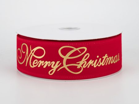 1.5  Gold Merry Christmas Ribbon: Red (10 Yards) Online