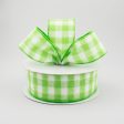 1.5  Flannel Gingham Check Plaid Ribbon: Lime & White (10 Yards) Online now