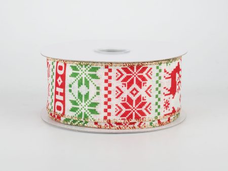 1.5  Holiday Sweater Ribbon: Red, Green, Gold (10 Yards) Sale