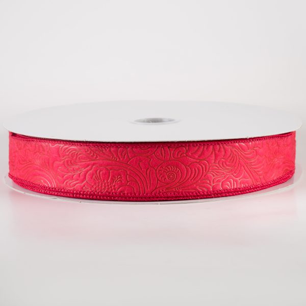 1.5  Embossed Flower Breeze Ribbon: Red (50 Yards) For Discount