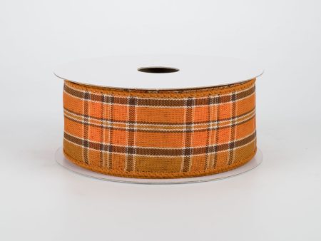 1.5  Fall Plaid Ribbon: Rust & Brown (10 Yards) Cheap