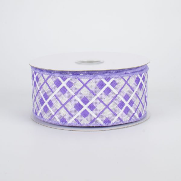 1.5  Argyle Plaid Ribbon: Lavender (10 Yards) Online Sale