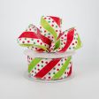 1.5  Dotty Stripe Christmas Ribbon: Red, Lime, White (10 Yards) Online Hot Sale