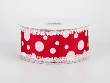 1.5  Glitter Dots Snow Edge Ribbon: Red & White (10 Yards) Hot on Sale