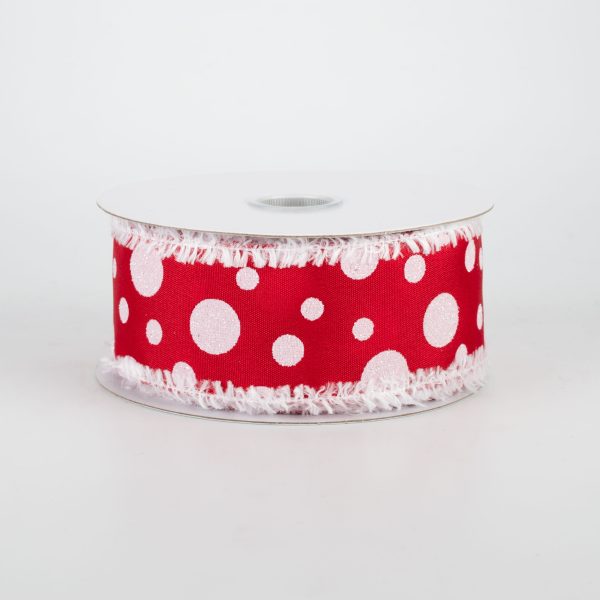 1.5  Glitter Dots Snow Edge Ribbon: Red & White (10 Yards) Hot on Sale