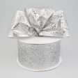 2.5  Hexagon Glitter Ribbon: Silver (10 Yards) Sale