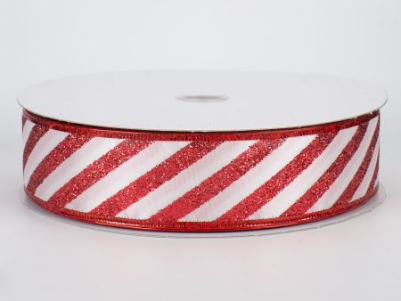 1.5  Glittered Candy Cane Stripes Ribbon (50 Yards) For Cheap