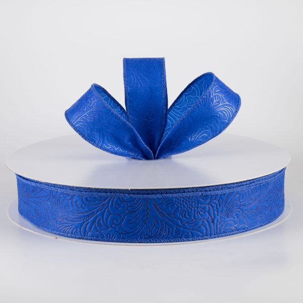 1.5  Embossed Flower Breeze Ribbon: Royal Blue (50 Yards) on Sale