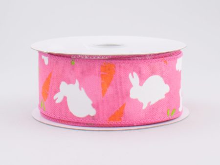 1.5  Bunny & Carrots Woven Ribbon: Pink (10 Yards) Online Hot Sale