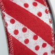 1.5  Dotty Stripe Christmas Ribbon: Red & White (10 Yards) on Sale