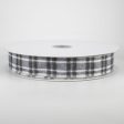 1.5  Fuzzy Flannel Plaid Ribbon: Grey & White (50 Yards) on Sale