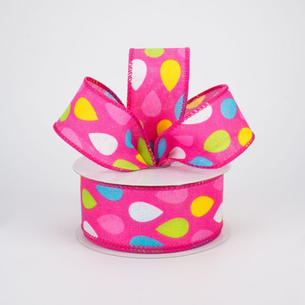 1.5  Pastel Spring Teardrops Ribbon: Pink (10 Yards) Online now