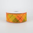 1.5  Fall Argyle Plaid Ribbon: Orange, Yellow, Green (10 Yards) For Cheap