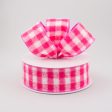 1.5  Flannel Gingham Check Plaid Ribbon: Fuchsia & White (10 Yards) Online