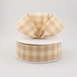 1.5  Flannel Gingham Check Plaid Ribbon: Tan & Ivory (10 Yards) Online now