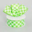 1.5  Gingham Basketweave Satin Ribbon: Lime Green & White (10 Yards) Discount