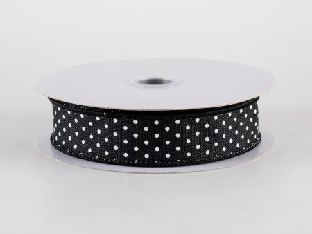 7 8  Swiss Dots Ribbon: Black & White (10 Yards) Discount