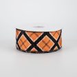 1.5  Glitter Argyle Plaid Ribbon: Black & Orange (10 Yards) Online