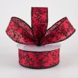 1.5  Glitter Mini Leaf Vines Ribbon: Red & Black (10 Yards) For Discount