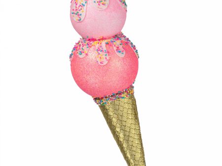 16  Sprinkle Ice Cream Cone Ornament: Pink & Gold Fashion