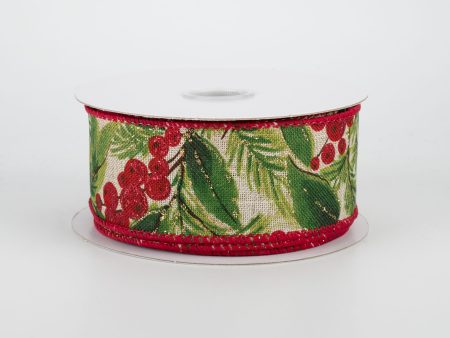 1.5  Berries & Leaves Ribbon (10 Yards) Fashion