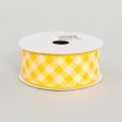 1.5  Gingham Basketweave Satin Ribbon: Yellow & White (10 Yards) Sale