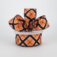 1.5  Glitter Argyle Plaid Ribbon: Black & Orange (10 Yards) Online