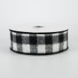 1.5  Fuzzy Flannel Check Ribbon: Black & White (10 Yards) Online Hot Sale