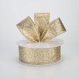 1.5  Glitter On Metallic Ribbon: Champagne (10 Yards) Online Sale