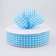 1.5  Gingham Check Wired Ribbon: Turquoise Blue & White (50 Yards) Online Sale