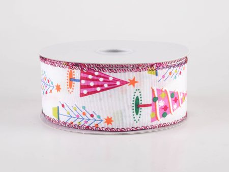 1.5  Fun Christmas Trees Ribbon: Pink Christmas (10 Yards) Discount