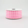 1.5  Gingham Check Wired Ribbon: Pink & White (10 Yards) Supply