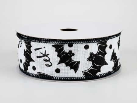 1.5  Bats Eek Ribbon: White (10 Yards) Hot on Sale