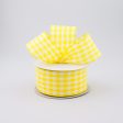 1.5  Gingham Check Wired Ribbon: Yellow & White (10 Yards) For Discount