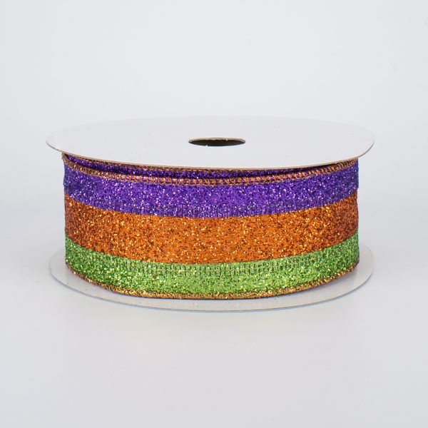 1.5  Glitter Stripe Ribbon: Halloween (10 Yards) For Sale