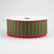 1.5  Glitter Stripe Canvas Ribbon: Emerald & Red (10 Yards) Online Hot Sale