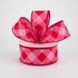 1.5  Diagonal Stripe Check Ribbon: Pink & Red (10 Yards) on Sale