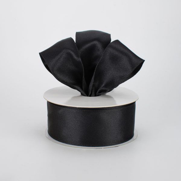 1.5  Double Face Satin Wired Ribbon: Black (10 Yards) Cheap