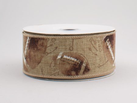 1.5  Antique Football Ribbon: Brown & White (10 Yards) Discount