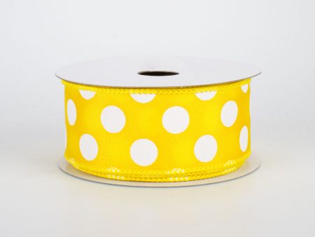 1.5  Big Polka Dot Ribbon: Yellow & White (10 Yards) Cheap